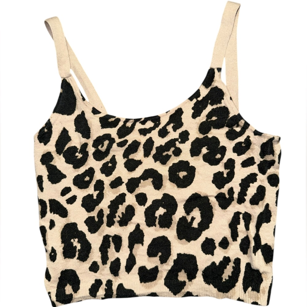 Sanctuary Leopard Print Tan and Black Cropped Cami Size Small